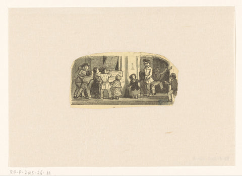 Children in front of the window of a bookshop, anonymous, c. 1850 Canvas Print