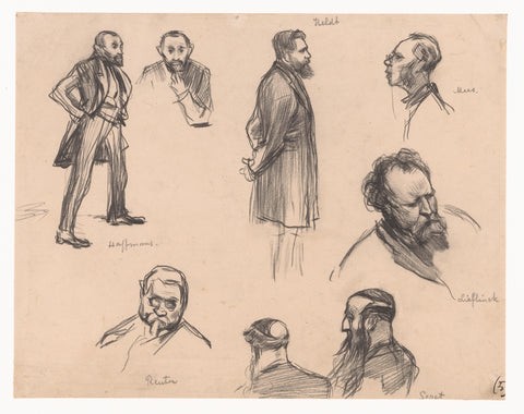 Portraits of the MPs J.H.L. Haffmans, B.H. Heldt, R.P. Mees, General A.E. Reuter, captain H. Seret and F. Lieftinck, Pieter de Josselin de Jong, 1887 Canvas Print