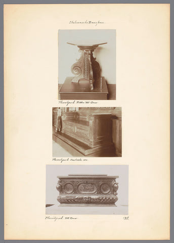 Two pieces of furniture and a pedestal, anonymous, c. 1875 - c. 1900 Canvas Print