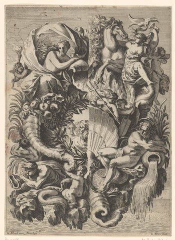 Grote cartouche, Jean Lepautre, after 1628 - before 1666 Canvas Print