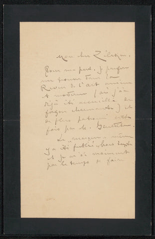 Letter to Philip Zilcken, Fernand Khnopff, in or before 1906 Canvas Print