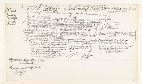 Third sheet of the facsimile of the writings of the Union of Brussels with signatures, 1577, Daniël Abrahams, 1827 Canvas Print