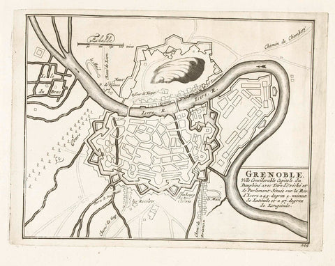 Map of Grenoble, c. 1702, anonymous, 1702 - 1703 Canvas Print