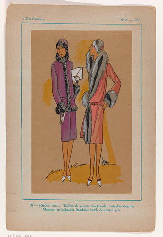 Très Parisien, 1927, No. 8 : -18.- RISQUE TOUT.-Tailleur de velours (...), anonymous, 1927 Canvas Print