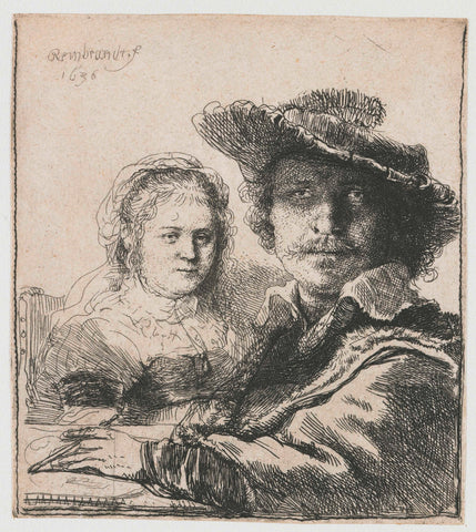 Self-portrait with Saskia, Rembrandt van Rijn, 1636 Canvas Print