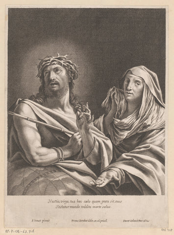 Christ as Man of Sorrows and Mary as Mater Dolorosa., Pierre Daret, 1652 Canvas Print