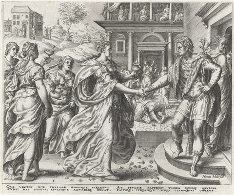 Wijze maagden ontvangen door de bruidegom, Harmen Jansz Muller, 1565 - 1572 Canvas Print