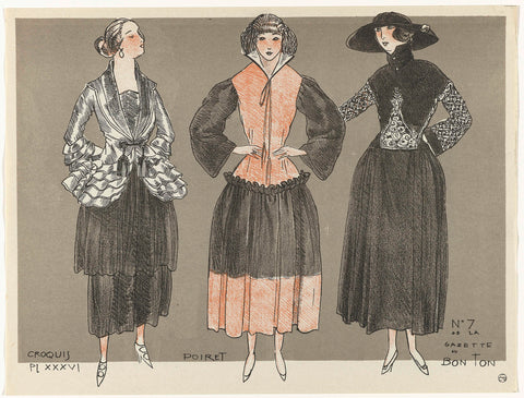 Gazette du Bon Ton, 1920 - No. 7, Croquis Pl. XXXVI: Poiret, Fernand Siméon, 1920 Canvas Print