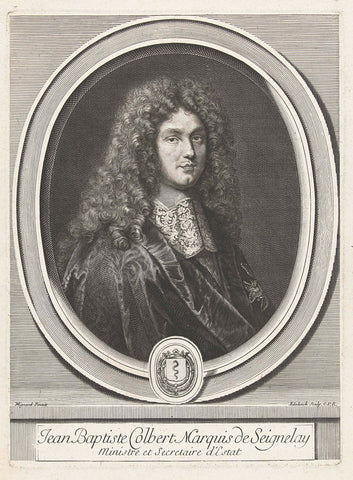 Portrait of Jean-Baptiste Colbert de Seignelay, Gerard Edelinck, 1666-1707 Canvas Print