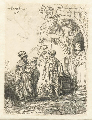 Three oriental figures (Jacob and Laban?), anonymous, 1816 Canvas Print