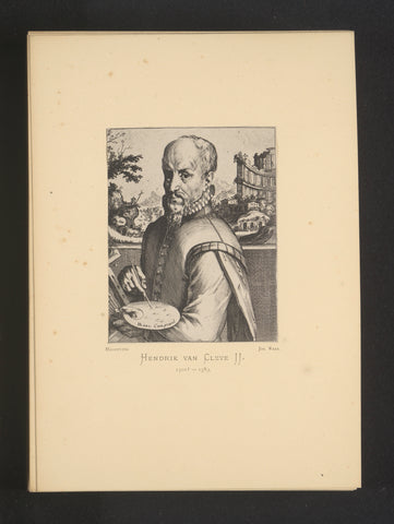 Reproduction of an engraving of a portrait of Hendrick van Cleve by Hendrick Hondius, Joseph Maes, c. 1872 - in or before 1877 Canvas Print