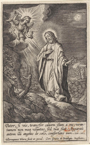 Christ in the garden of Gethsemane, Hieronymus Wierix, 1563 - before 1619 Canvas Print