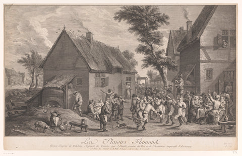 Dancing people in front of an inn, Jean Daullé, 1759 Canvas Print