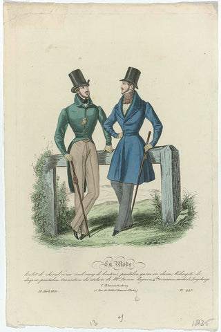 La Mode, 30 April 1835, Pl. 443 : Habit de cheval à un rang (...), Jean Denis Nargeot, 1835 Canvas Print