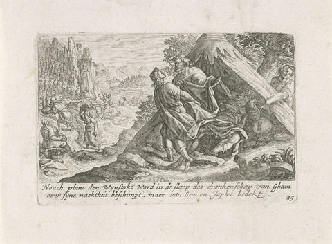 Drunkenness of Noah, Crispijn van de Passe (I), 1700 - 1750 Canvas Print