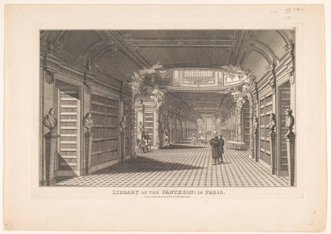 Library of the former Abbey of Sainte-Geneviève in Paris, anonymous, 1826 Canvas Print