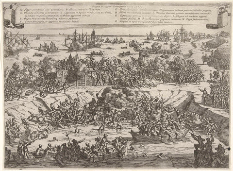 Battle for the Kauwenstein Dike, 1585, Giacinto Gimignani, 1647 Canvas Print