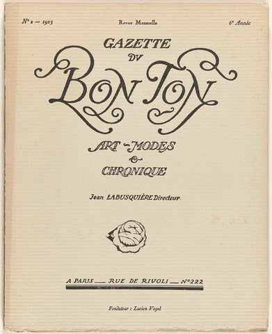 Gazette du Bon Ton. Art - Modes & Frivolités, No. 2 - 1923, 6th Year, Lucien Vogel, 1923 Canvas Print