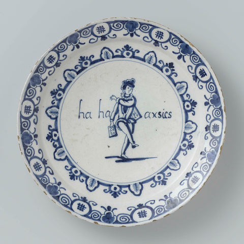 Plate with inscription: Ha Ha Axsies, anonymous, c. 1730 Canvas Print