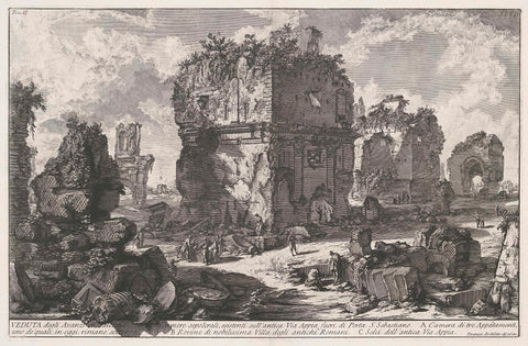 Tombs on Via Appia Antica, Giovanni Battista Piranesi, c. 1756 - c. 1757 Canvas Print