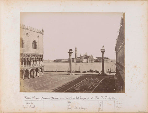 St. Mark's Square with two pillars and a view of Isola S. Giorgo in Venice, Carlo Ponti, 1860 - 1881 Canvas Print