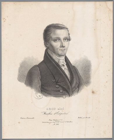 Portrait of oboist Henri Brod, Antoine Catherine Adolphe Fonrouge, c. 1835 Canvas Print