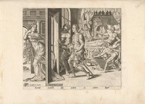 Amnon sends Tamar out of the house, Philip Galle, 1559 Canvas Print