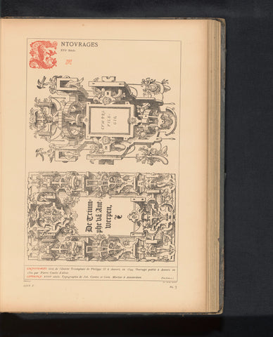 Reproduction of a print of two cartouches of title pages, published by Pieter Coecke van Aelst, anonymous, c. 1875 - in or before 1880 Canvas Print