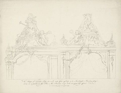 Sketch for the royal lodge in the Amsterdamse Schouwburg during the visit of Willem V and Wilhelmina van Prussia in Amsterdam, 1768, A. Smit, 1768 Canvas Print