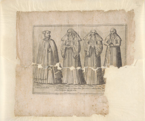 Four nuns of the order of St. Catherine, Abraham de Bruyn, 1581 - 1596 Canvas Print