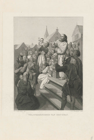 Preaching of Brugman, 1463, Jan Frederik Christiaan Reckleben, 1844 - 1846 Canvas Print