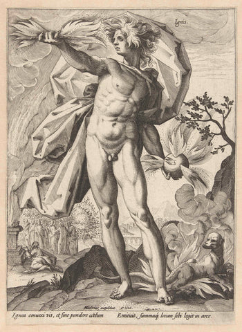 Vuur, Hendrick Goltzius (workshop of), 1586 Canvas Print