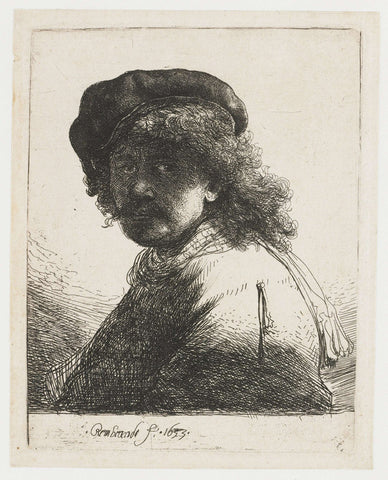 Self-portrait in a Cap and Scarf, Rembrandt van Rijn, 1633 Canvas Print