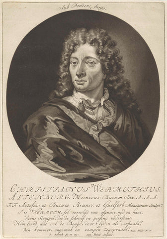 Portrait of the medalist Christian Wermuth, Pieter Schenk (I), 1670 - 1713 Canvas Print