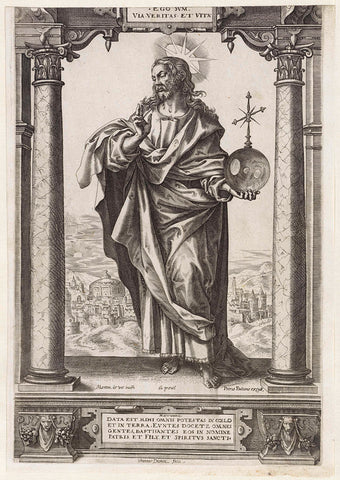 Zegenende Christus, Hieronymus Wierix, 1578 Canvas Print