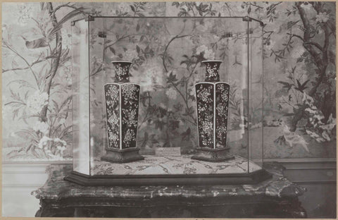 Display case with two vases from the Khang-Hi period, c. 1920 - c. 1950 Canvas Print