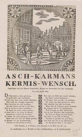 Kermisprent van de Amsterdamse askarrenmannen voor het jaar 1842, anonymous, 1842 Canvas Print