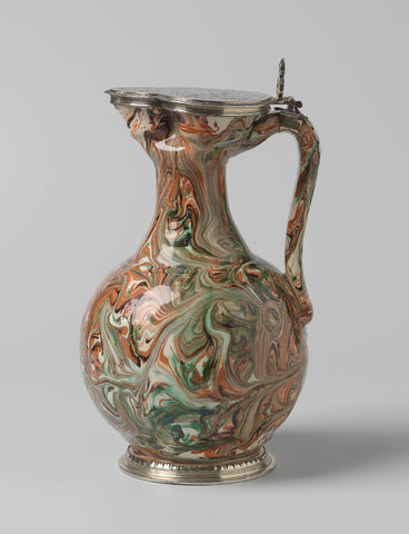 Jug with lid of silver in which a coat of arms with helmet sign, anonymous, c. 1575 - c. 1625 Canvas Print