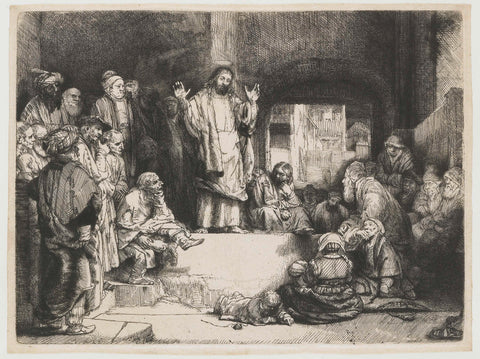 Christ Preaching, known as La petite tombe, Rembrandt van Rijn, c. 1657 Canvas Print