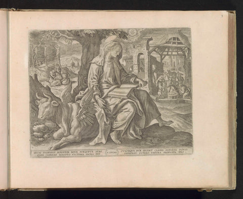 The evangelist Luke writes the gospel, Johannes Wierix, before 1585 Canvas Print