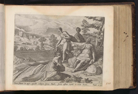 Ruth kneels before Boaz, Philips Galle, 1646 Canvas Print