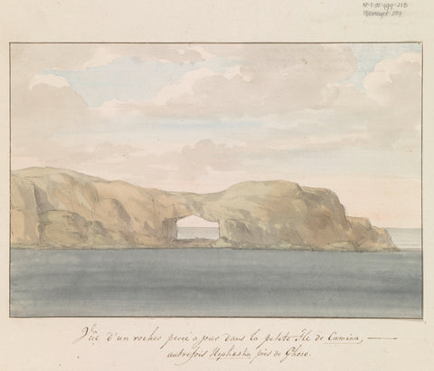 View on rock with hole on small cumina island at Gozo, Louis Ducros, 1778 Canvas Print