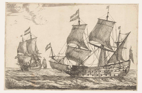 Two large warships, Reinier Nooms, 1650 - 1675 Canvas Print