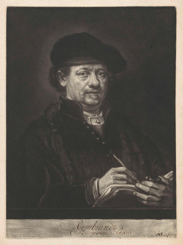 Self-portrait of Rembrandt van Rijn, Jacob Gole, 1670 - 1724 Canvas Print