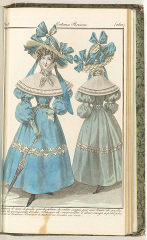 Journal des Dames et des Modes, Costume Parisien, 5 July 1828, (2612): Chapeau de tissu de paille..., anonymous, 1828 Canvas Print