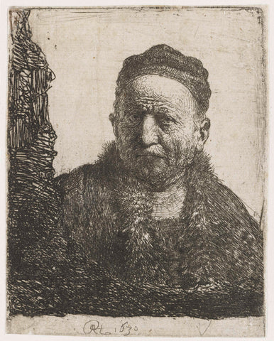 Man wearing a close cap: bust (the artist's father?), Rembrandt van Rijn, 1630 Canvas Print