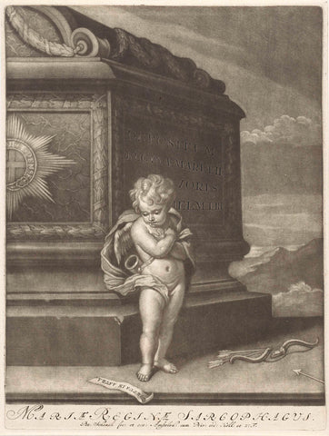 Zinneprent ter nagedachtenis aan Maria Stuart, 1695, Pieter Schenk (I), 1695 Canvas Print