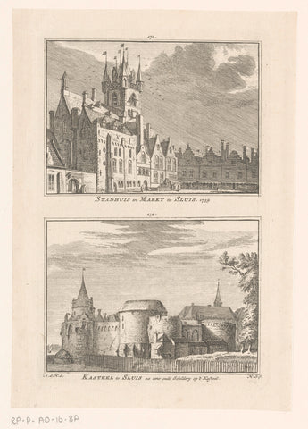 View of the town hall and the Castle of Sluis, Hendrik Spilman, 1746 - 1792 Canvas Print