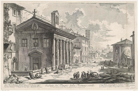 Tempel van Portunus te Rome, Giovanni Battista Piranesi, 1748 - 1778 Canvas Print