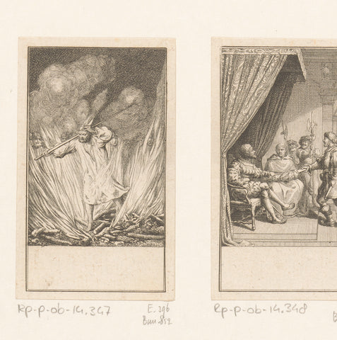 Peter Bartholomew catches fire during the trial by fire, Daniel Nikolaus Chodowiecki, 1781 Canvas Print